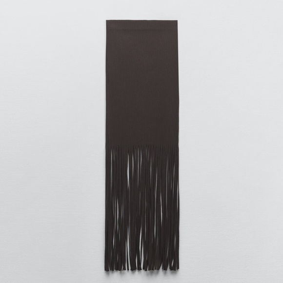 ZARA FRINGED RIBBED SKIRT - Picture 6 of 10